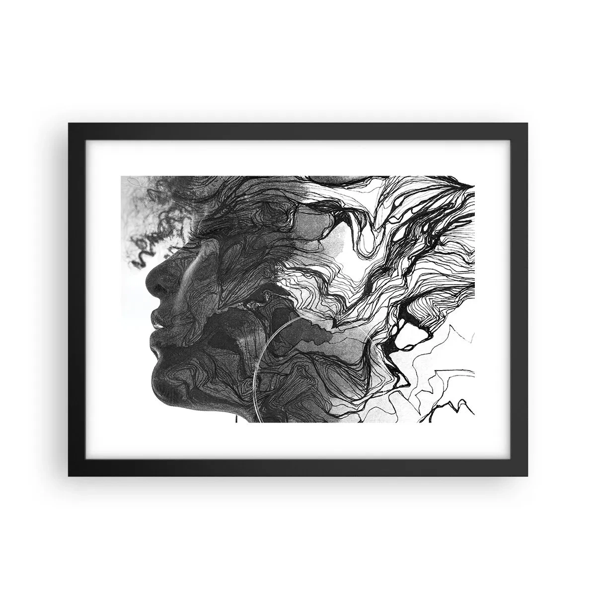 Pôster com moldura preta - Entrelaçados em sonhos - 40x30 cm