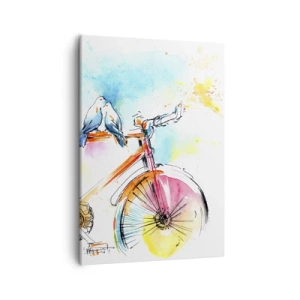 Quadro em tela - A dois na bicicleta - 50x70 cm