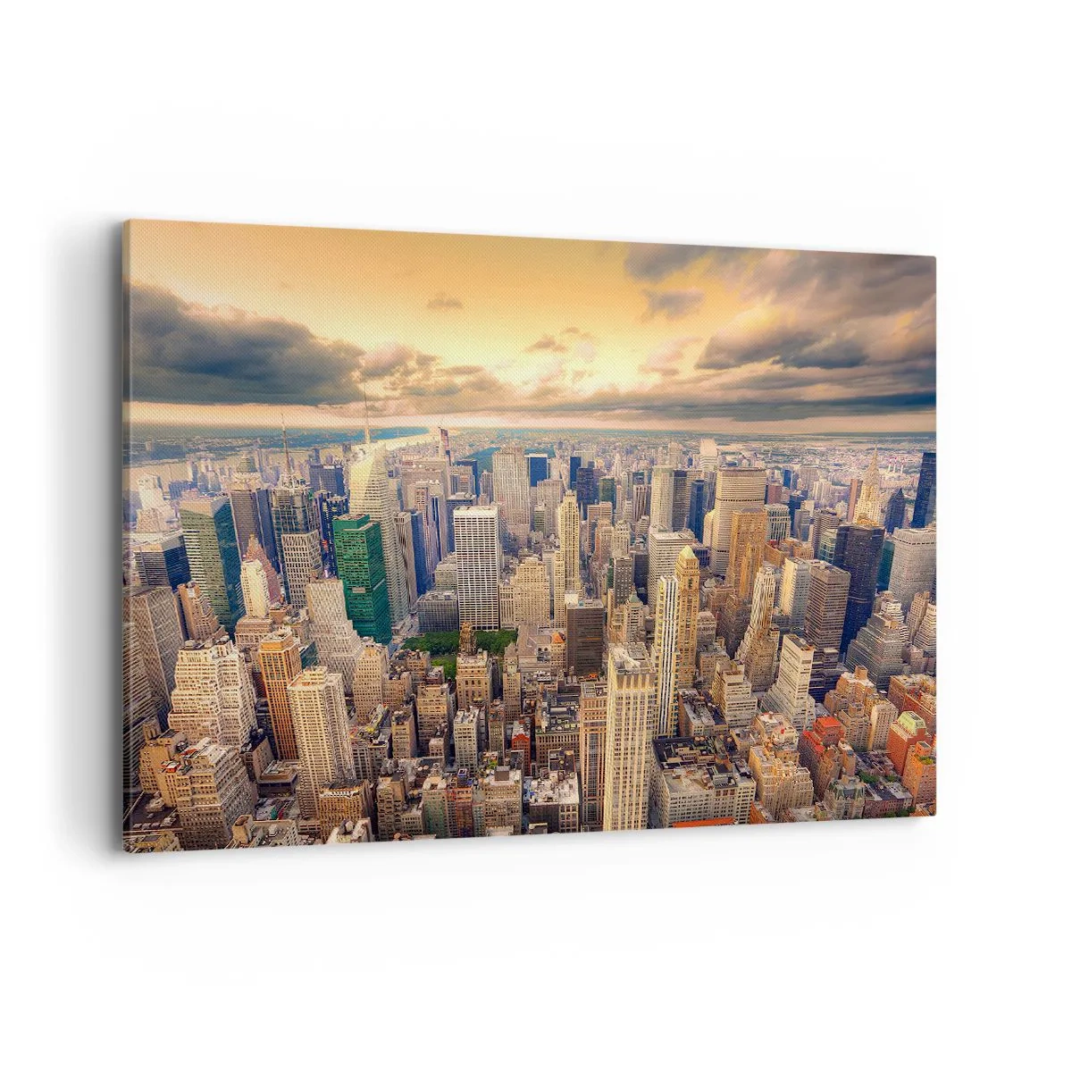 Quadro em tela - Metrópole dourada - 120x80 cm