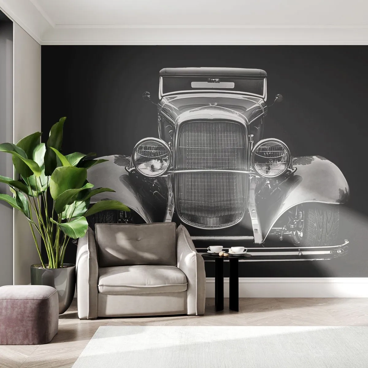 Papel de Parede Autocolante Deluxe Sticker - Um verdadeiro general - Retrô, Carro, Clássico - 250x175 cm
