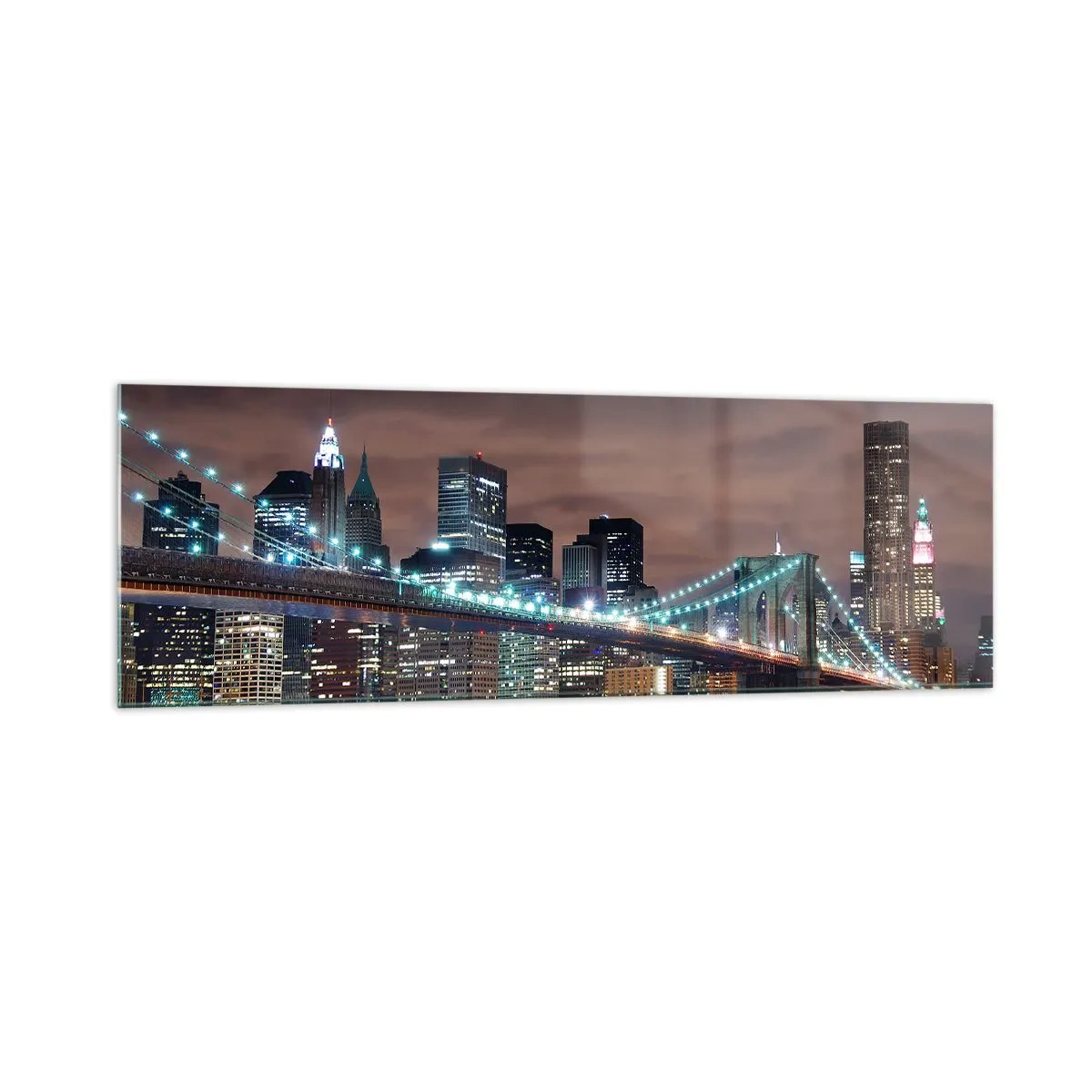 Quadro em vidro - Luzes de uma cidade grande - 160x50 cm
