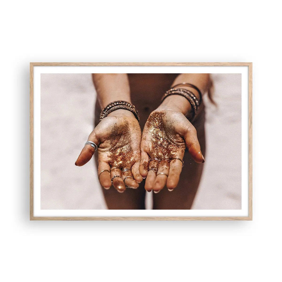 Pôster com moldura de carvalho claro - Um presente para si - 100x70 cm