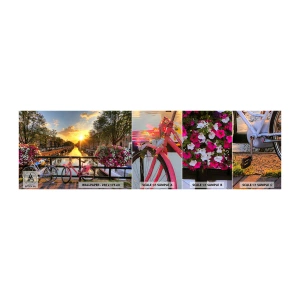 Amostra de papel de parede autocolante Deluxe Sticker - Manhã de primavera em Amsterdã - Cidade, Amsterdã, Arquitetura - 100x30 cm