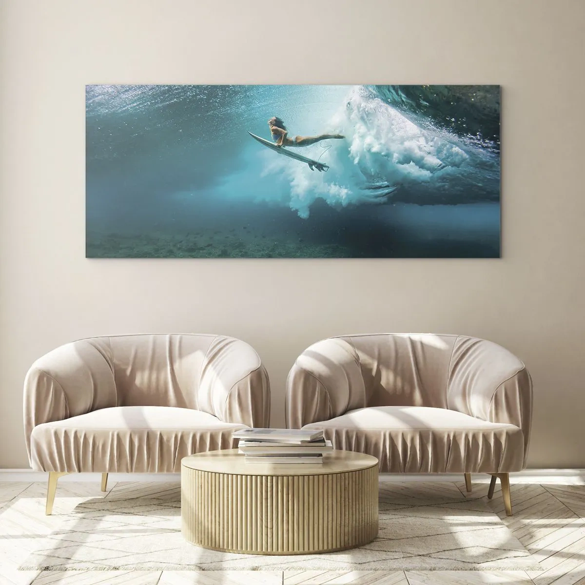 Quadro em vidro - O mundo subaquático - 120x50 cm