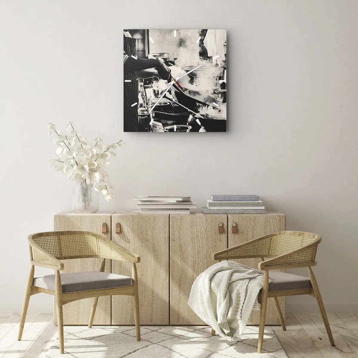 Relógio de parede - Relógio em vidro - Alquimia de sabores - 30x30 cm