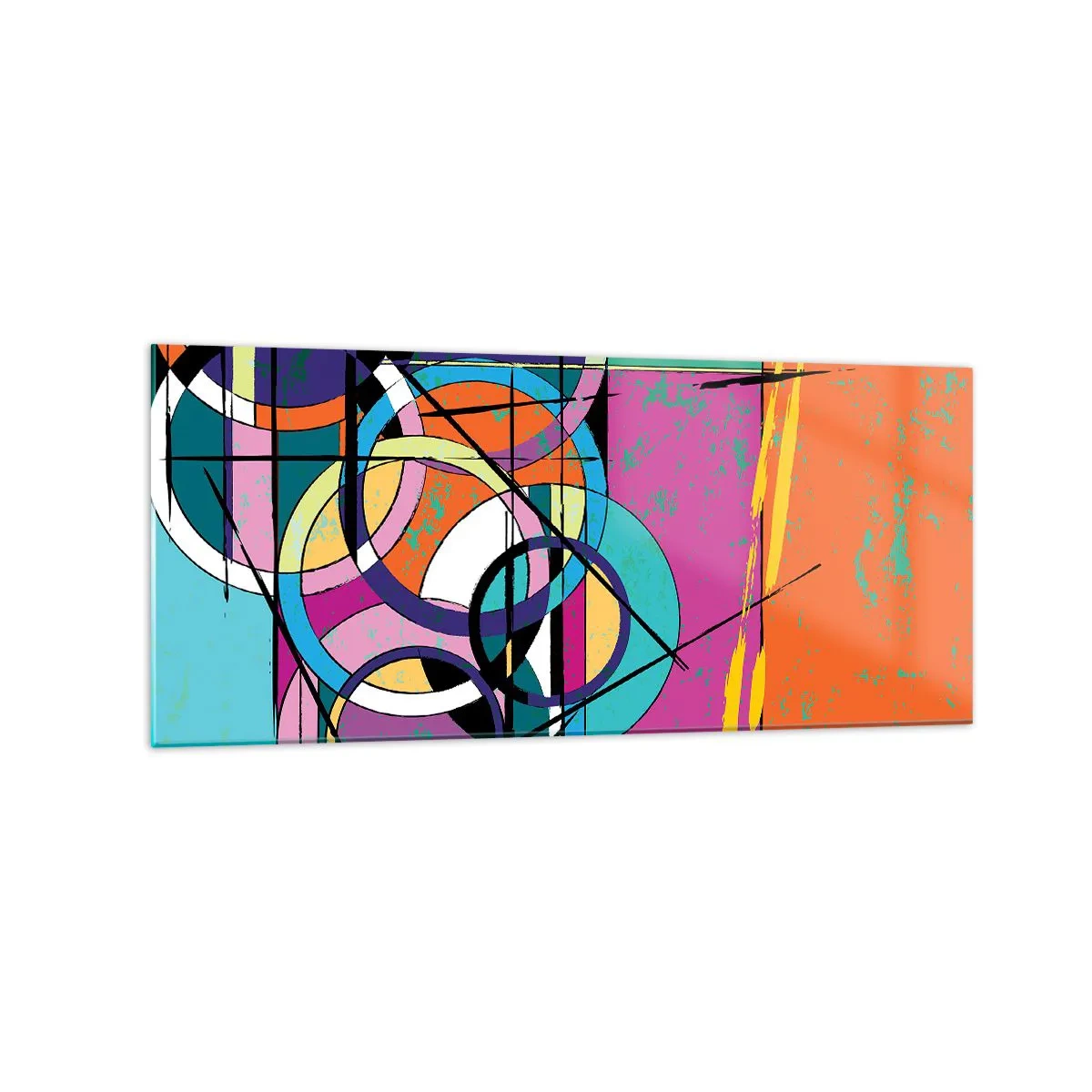 Quadro em vidro - Círculo entre círculos - 120x50 cm