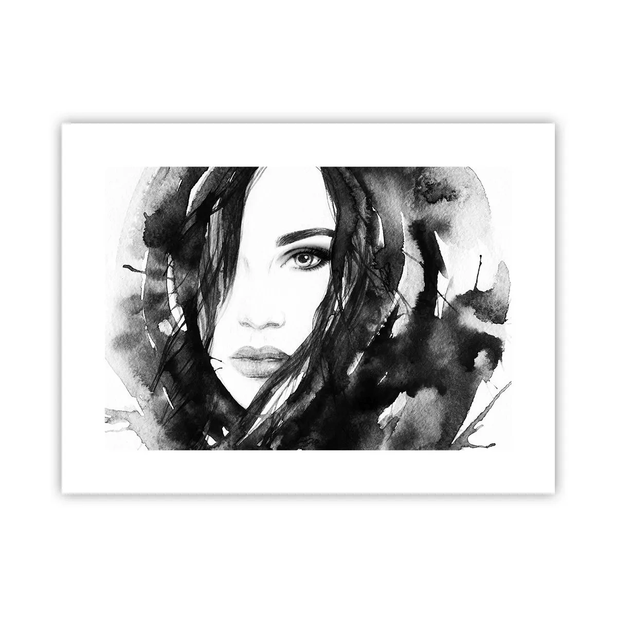 Pôster - Retrato de uma dama a preto e branco - 40x30 cm