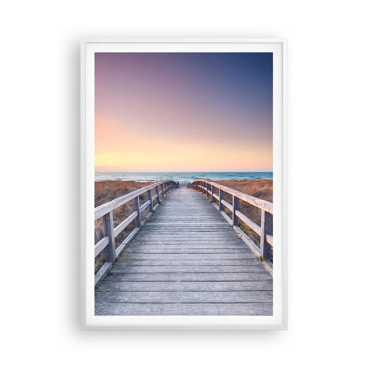 Pôster em moldura branca - Aurora da noite do Báltico - 70x100 cm