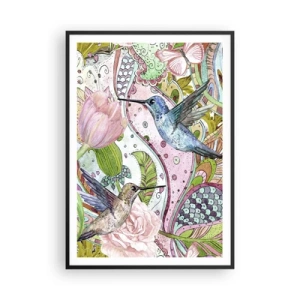 Pôster com moldura preta - Emaranhados em trepadeiras - 70x100 cm