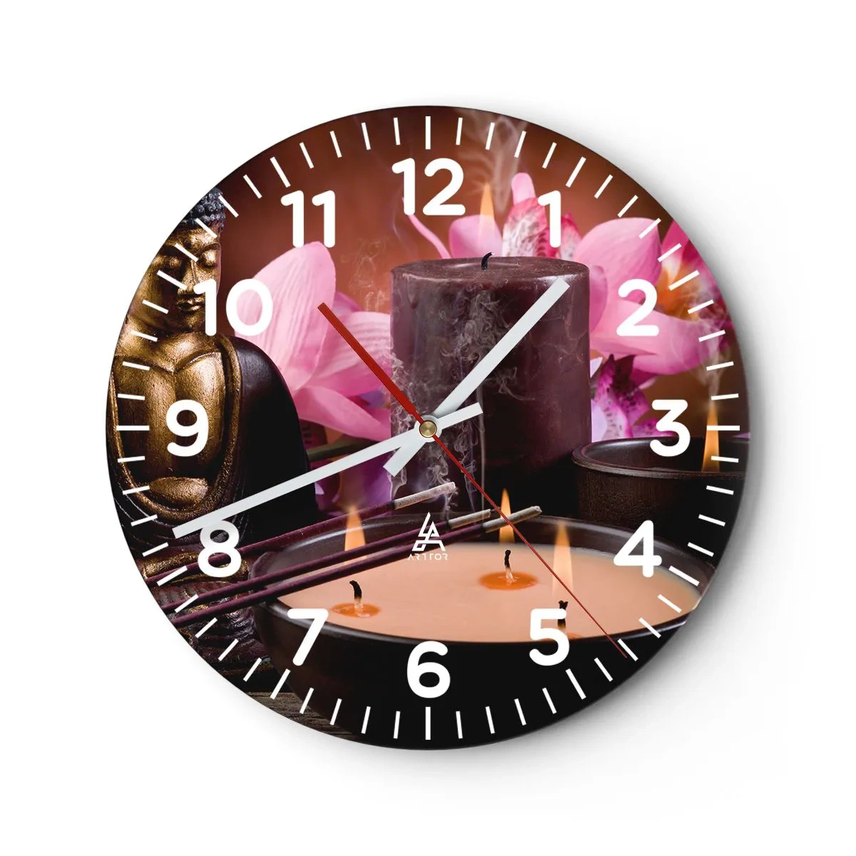 Relógio de parede - Relógio em vidro - Limpar a mente, acalmar o corpo - 30x30 cm