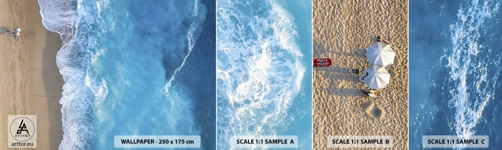 Amostra de Papel de Parede Standard Eco - O poder do azul - Paisagem, Praia, Mar - 100x30 cm