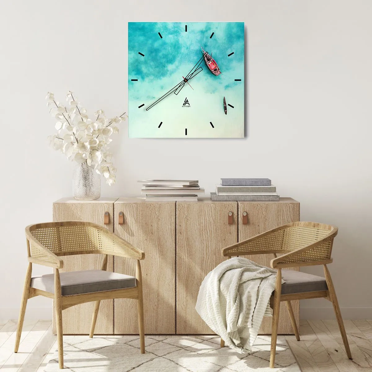 Relógio de parede - Relógio em vidro - As praias de Zanzibar - 40x40 cm