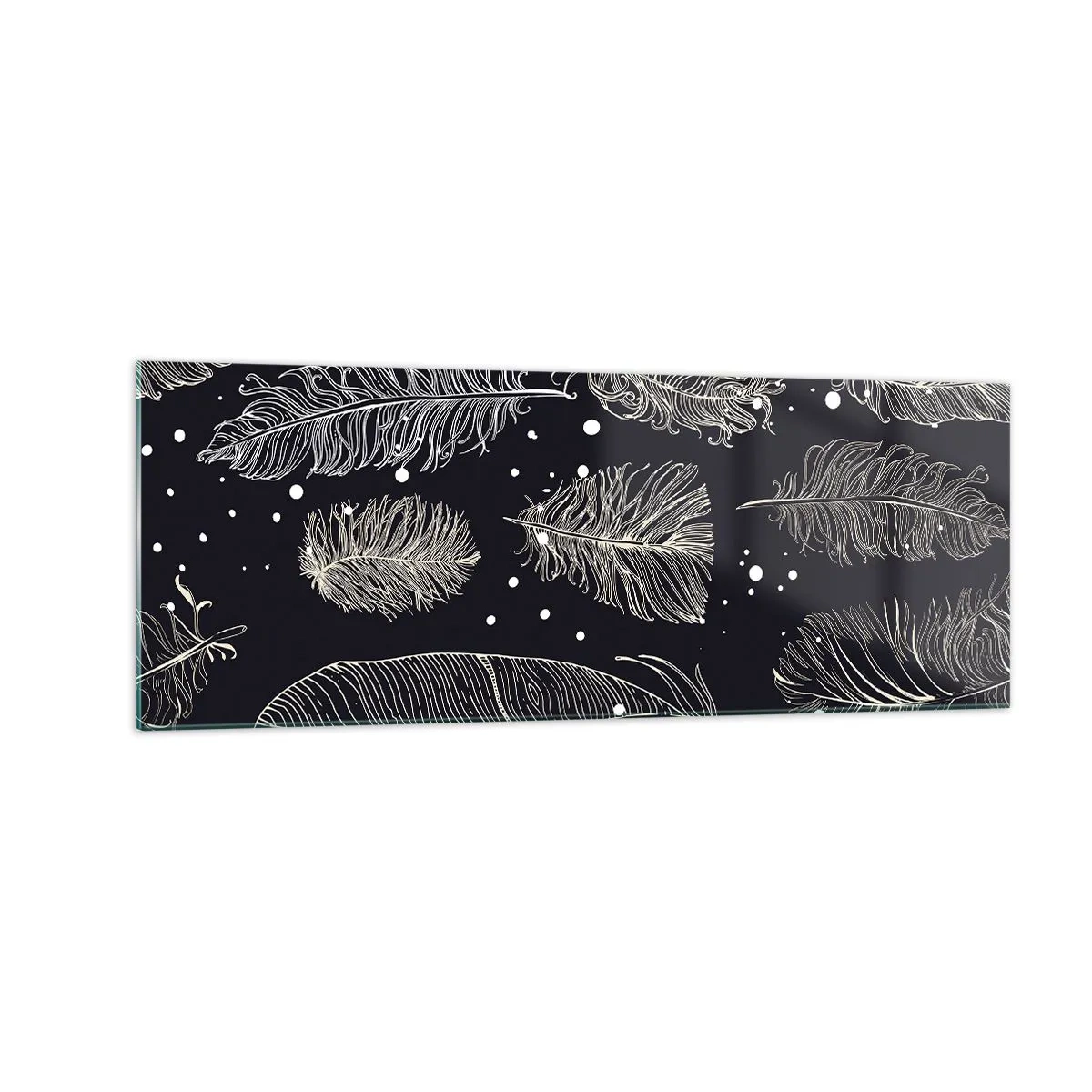 Quadro em vidro - Rendas de penas - 140x50 cm