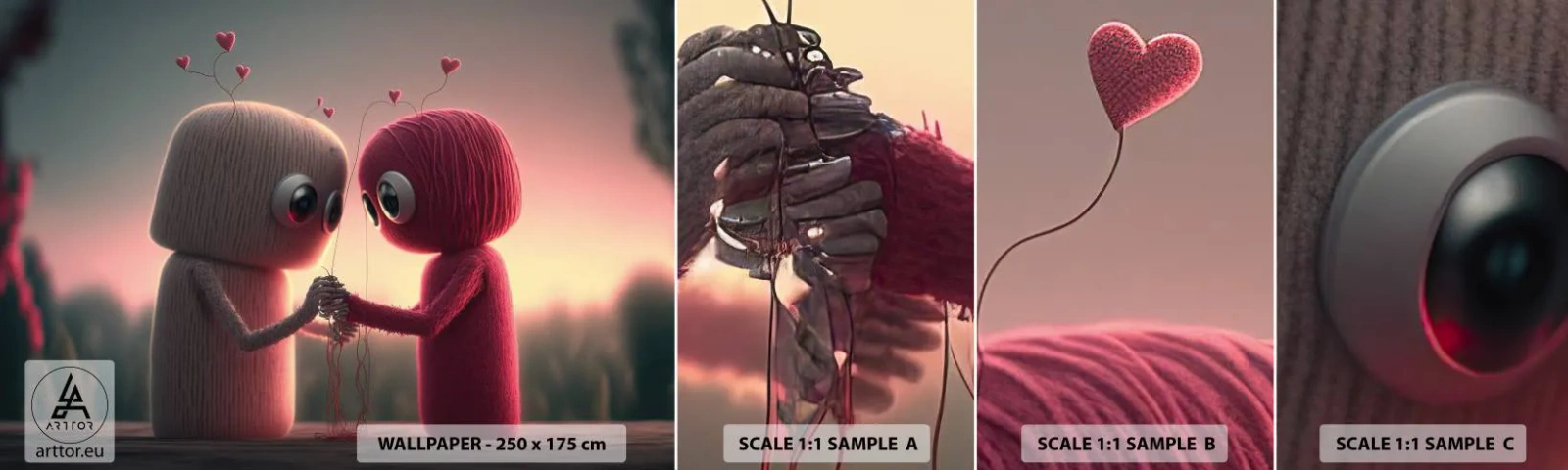 Amostra de Papel de Parede Standard Eco - Todos podem amar - Lã, Infantil, Amor - 100x30 cm