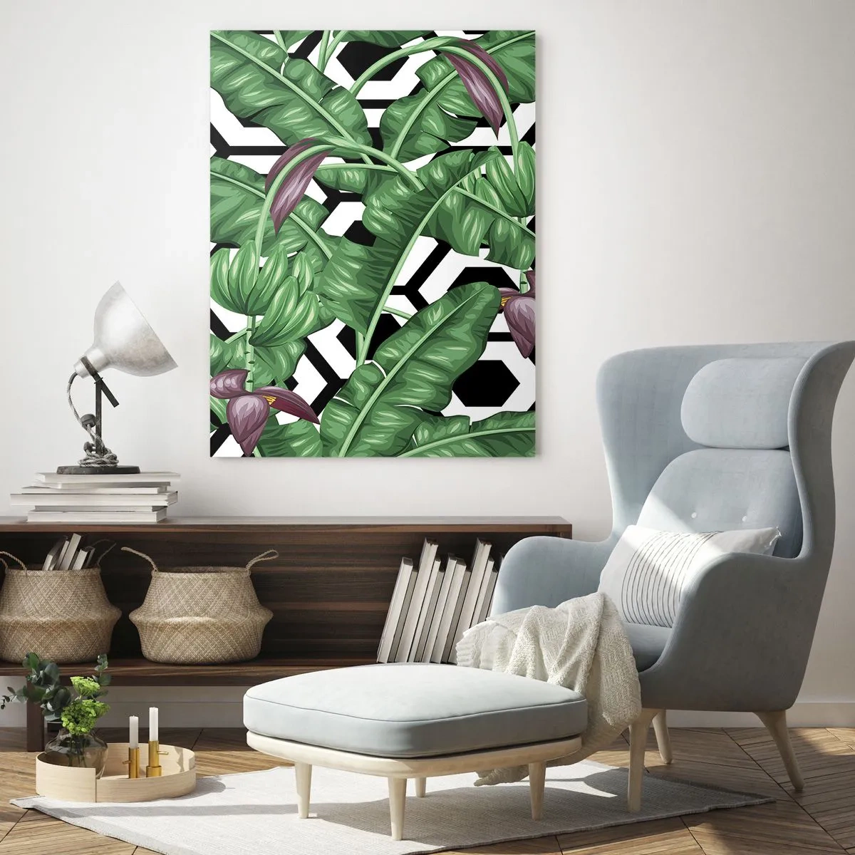 Quadro em vidro - Composição simétrica por natureza - 50x70 cm