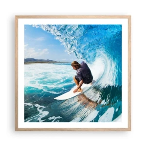 Pôster com moldura de carvalho claro - Dançando com as ondas - 60x60 cm