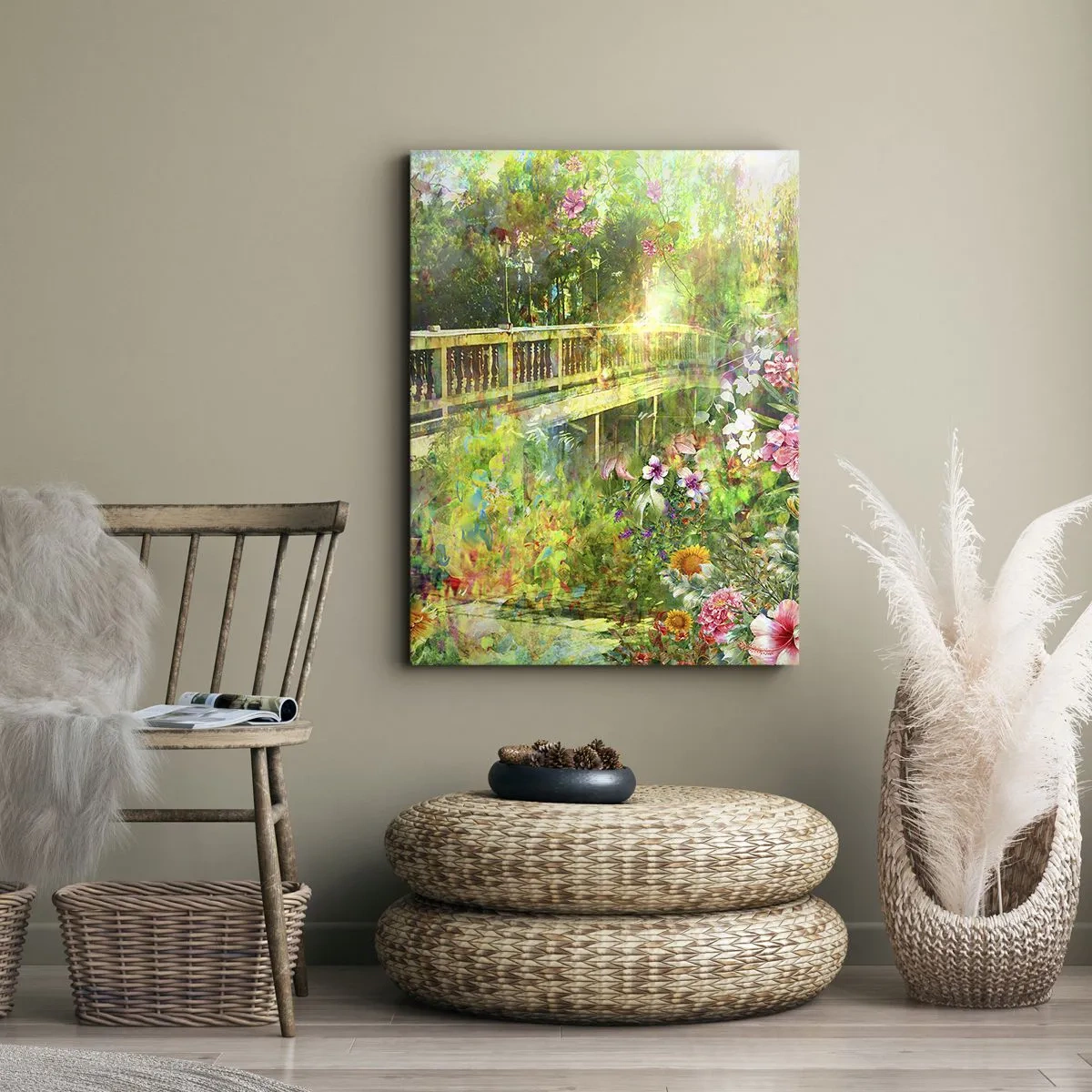 Quadro em tela - A ponte dos suspiros da primavera - 45x80 cm