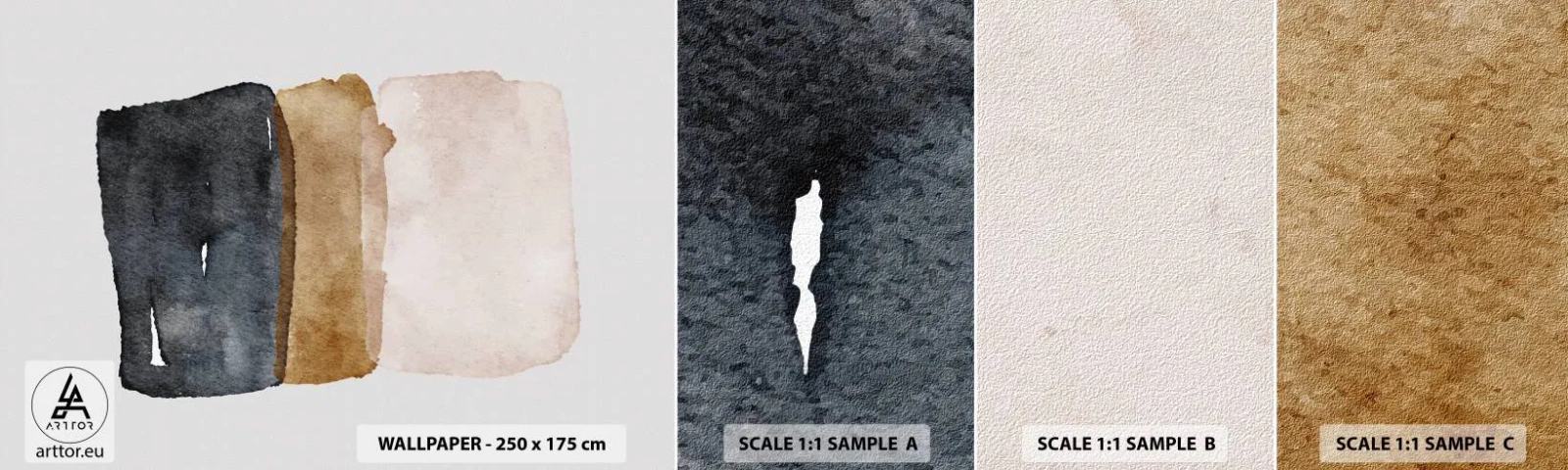 Amostra de Papel de Parede Standard Eco - Composição das cores da terra - Abstração, Pedaço, Minimalismo - 100x30 cm