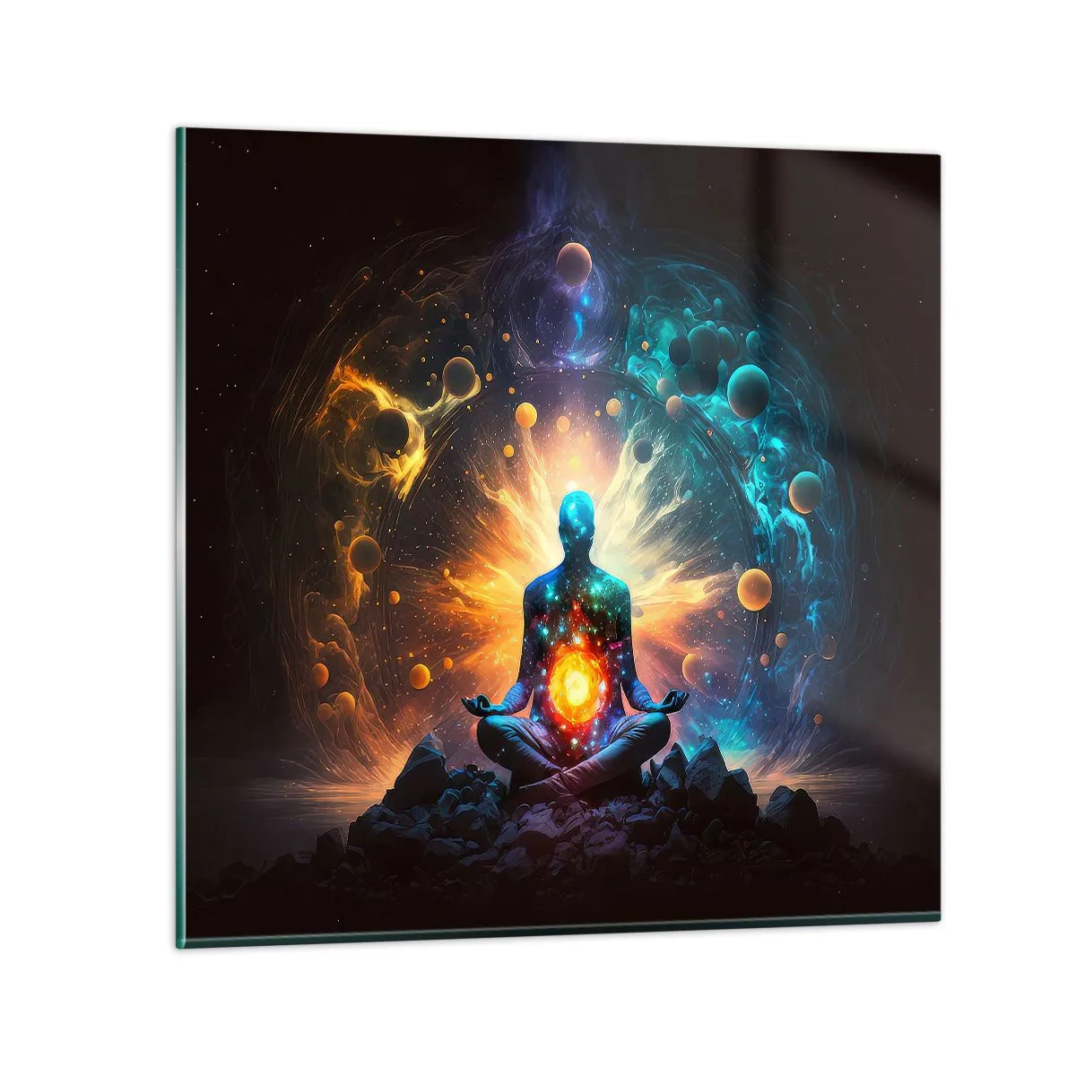 Quadro em vidro - Paz cósmica - 70x70 cm