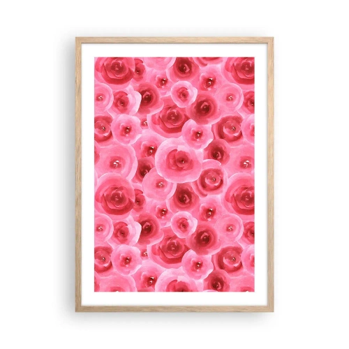 Pôster com moldura de carvalho claro - Rosas acima e abaixo - 50x70 cm