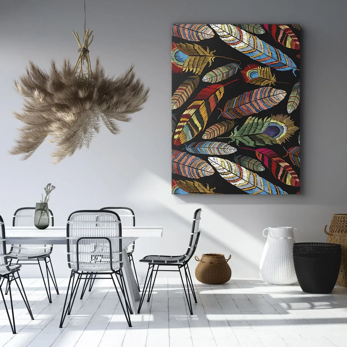 Quadro em tela - O carnaval dos pássaros - 65x120 cm