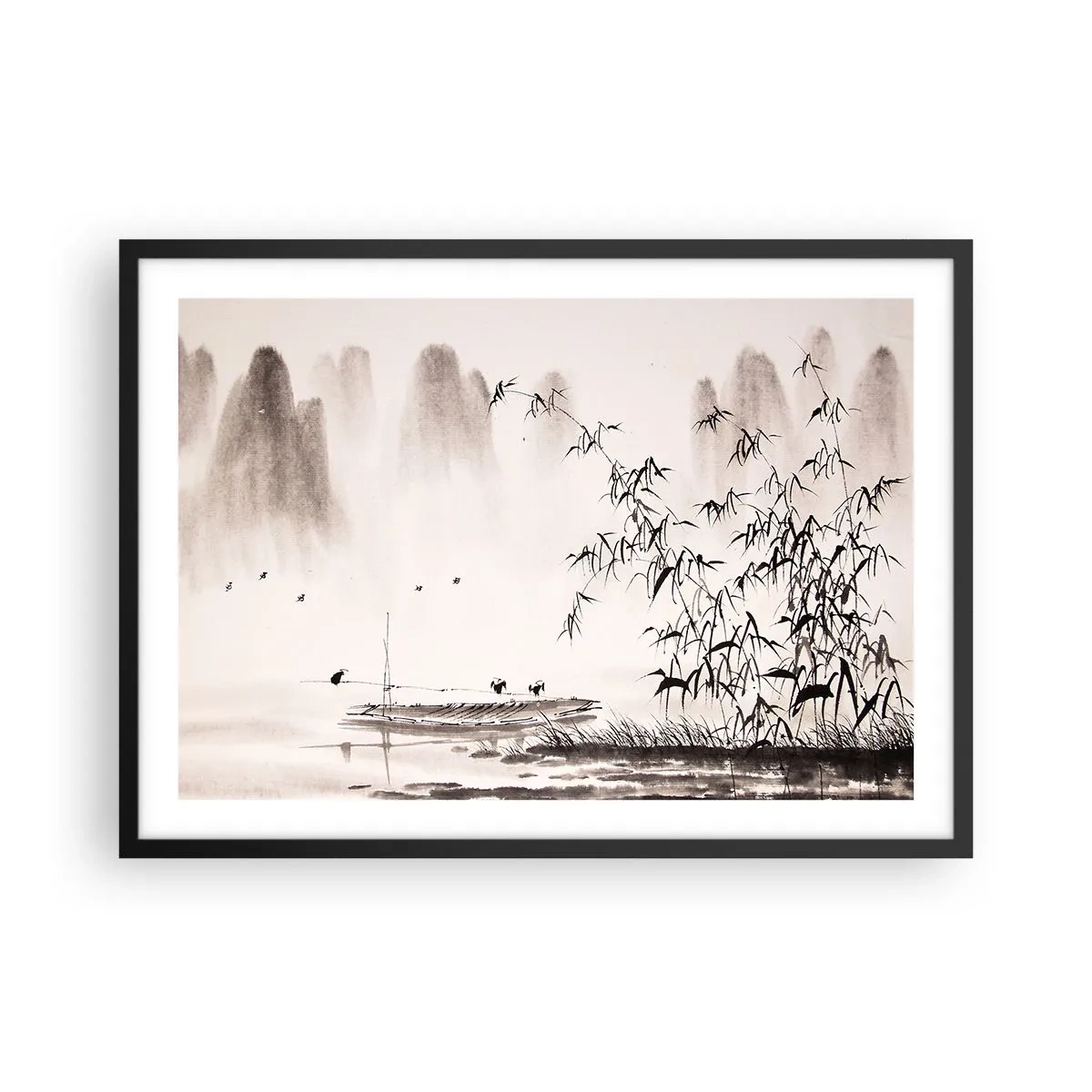 Pôster com moldura preta - O silêncio dos campos de arroz - 70x50 cm