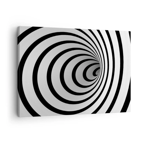 Quadro em tela - Uma espiral preta e branca criando um efeito hipnótico - 70x50cm - Também não resiste? - Decoração de parede moderna para a sala de estar e quarto ARTTOR