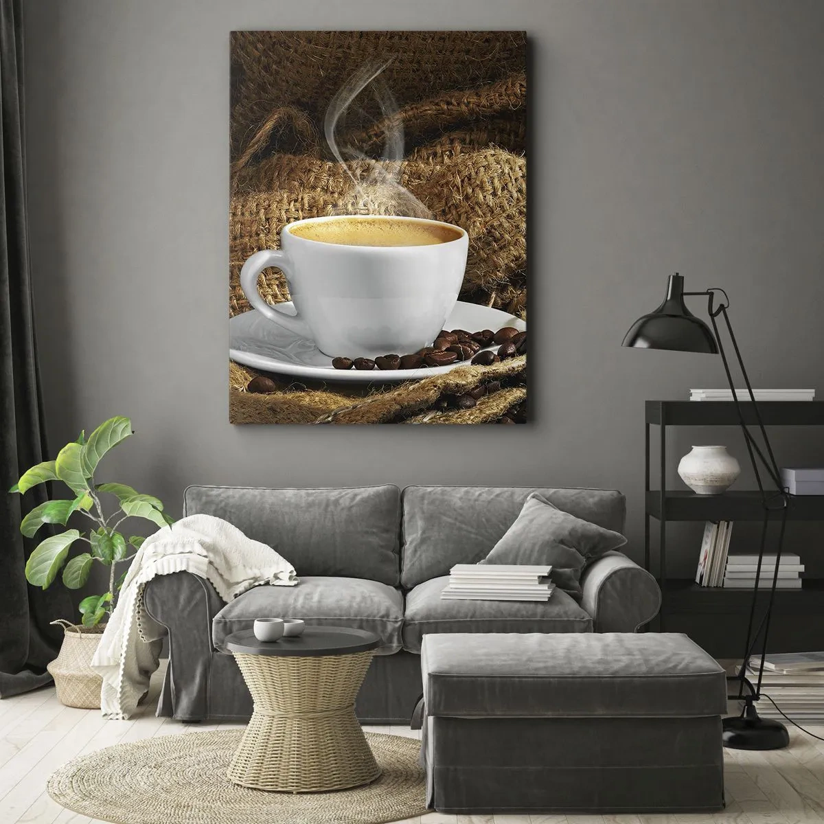 Quadro em tela - O cheiro de moka e a densidade do líquido de mel - 65x120 cm