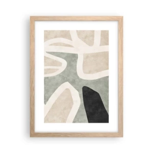 Pôster com moldura de carvalho claro - Composição com motivo preto - 30x40 cm