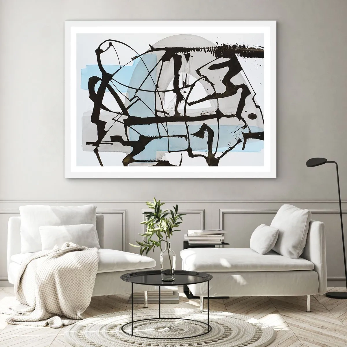 Pôster em moldura branca - Azul mesmo assim - 100x70 cm