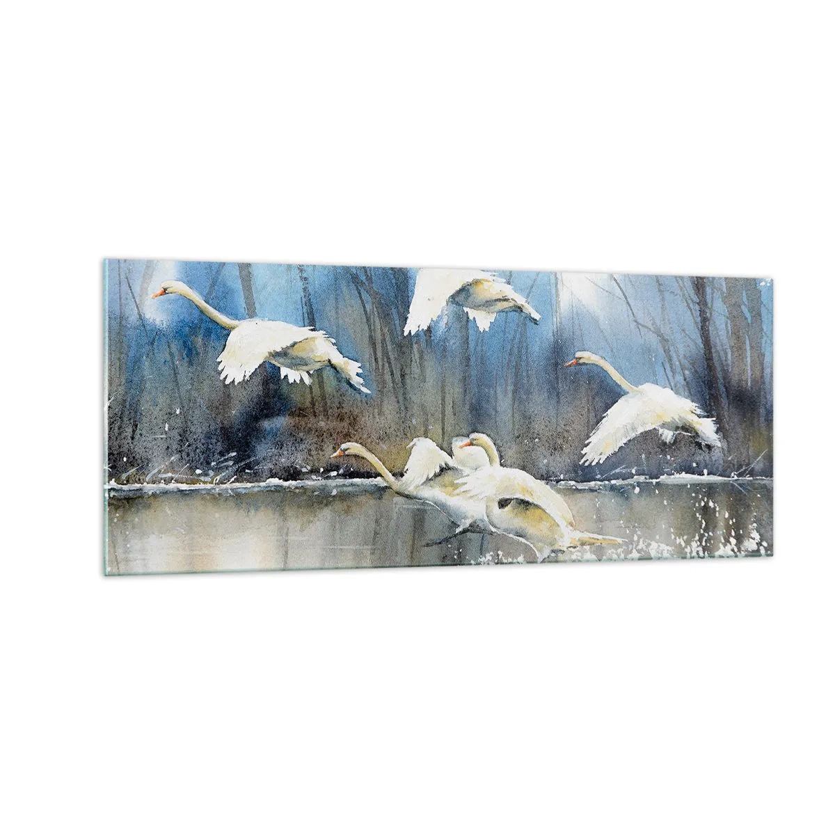 Quadro em vidro - Como no conto de fadas sobre cisnes selvagens - 100x40 cm