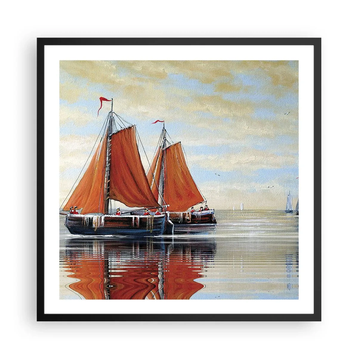 Pôster com moldura preta - A velejar, marujo… - 60x60 cm