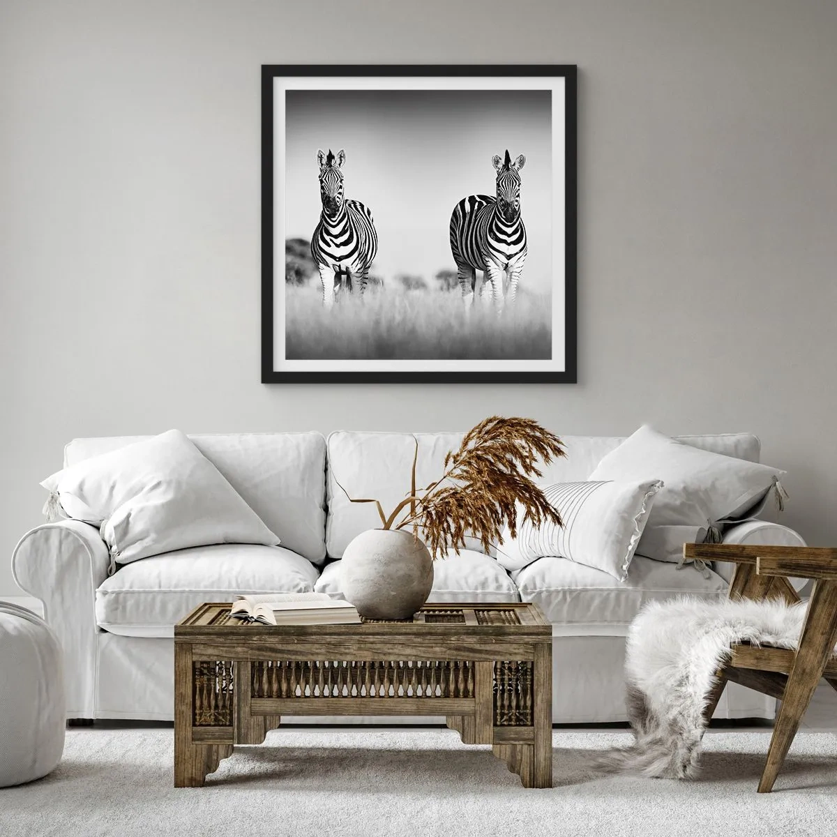 Pôster com moldura preta - De fato, o mundo é a preto e branco - 50x50 cm