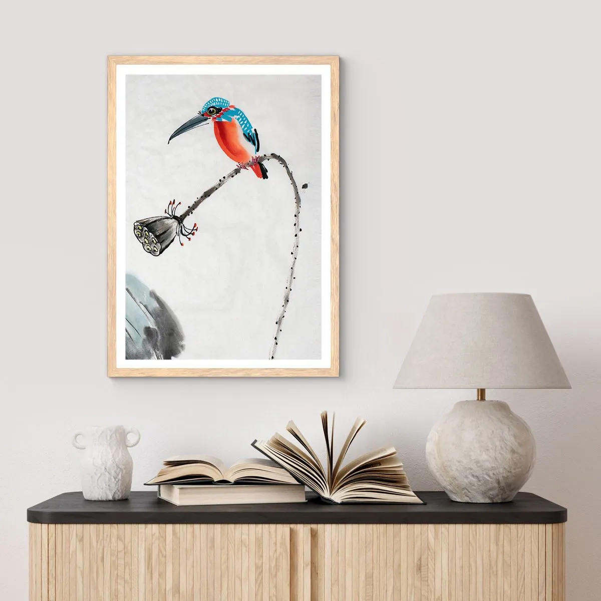 Pôster com moldura de carvalho claro - A vida do prado - 40x50 cm