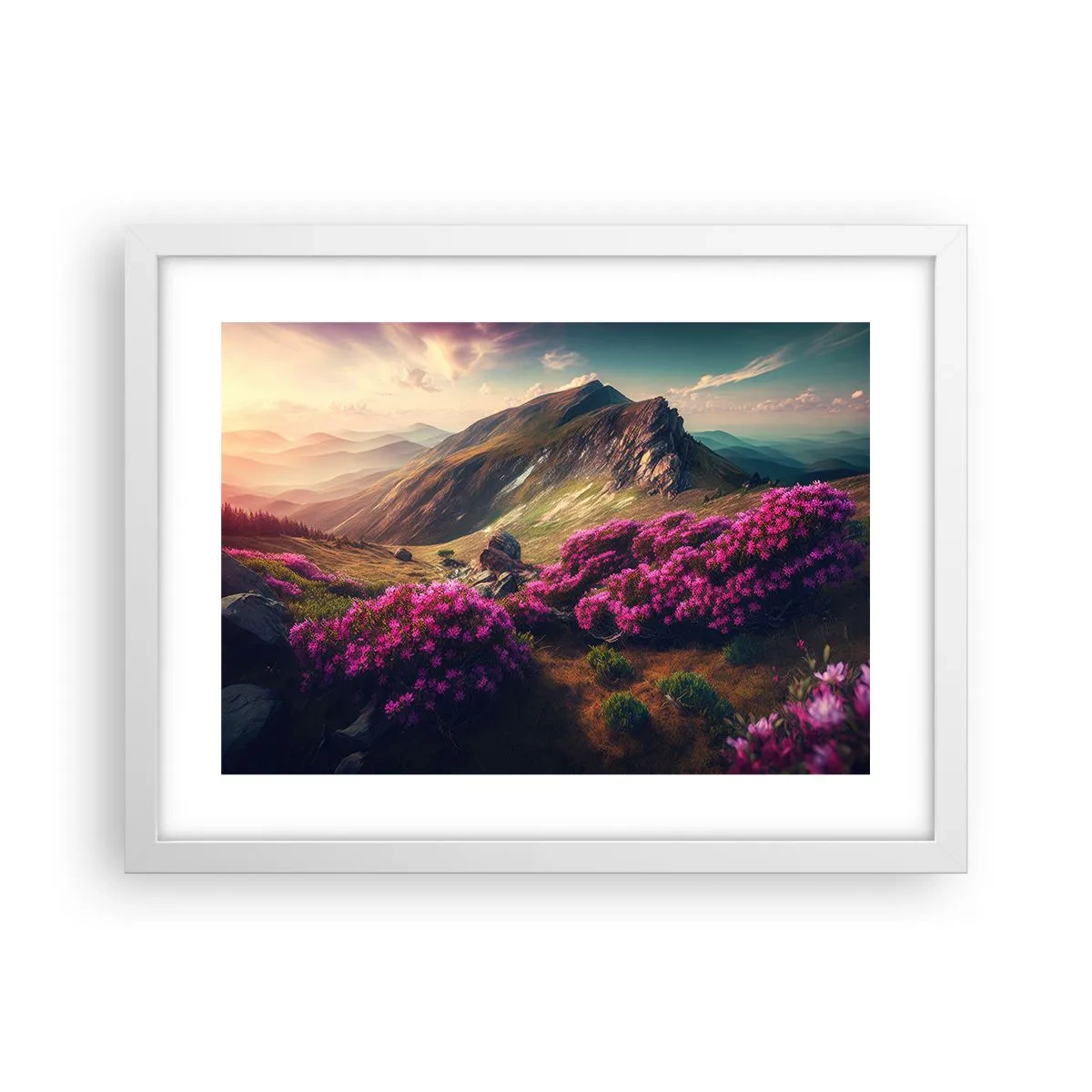Pôster em moldura branca - Verão nas montanhas - 40x30 cm