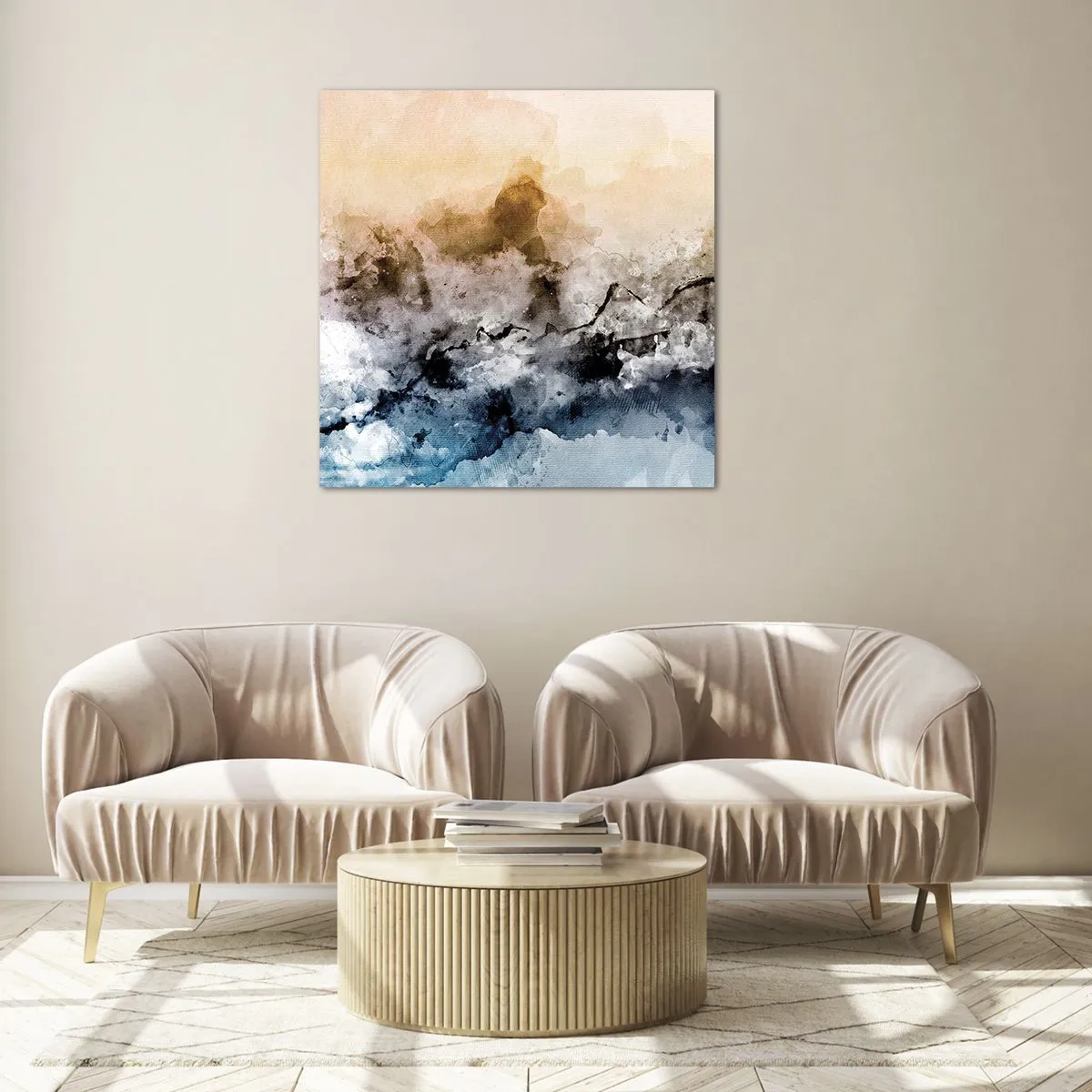 Quadro em vidro - Imersos no tumulto do nevoeiro - 40x40 cm