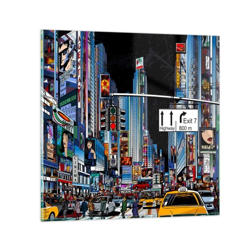 Quadro em vidro - Grande Noite em Cartoon - 40x40 cm