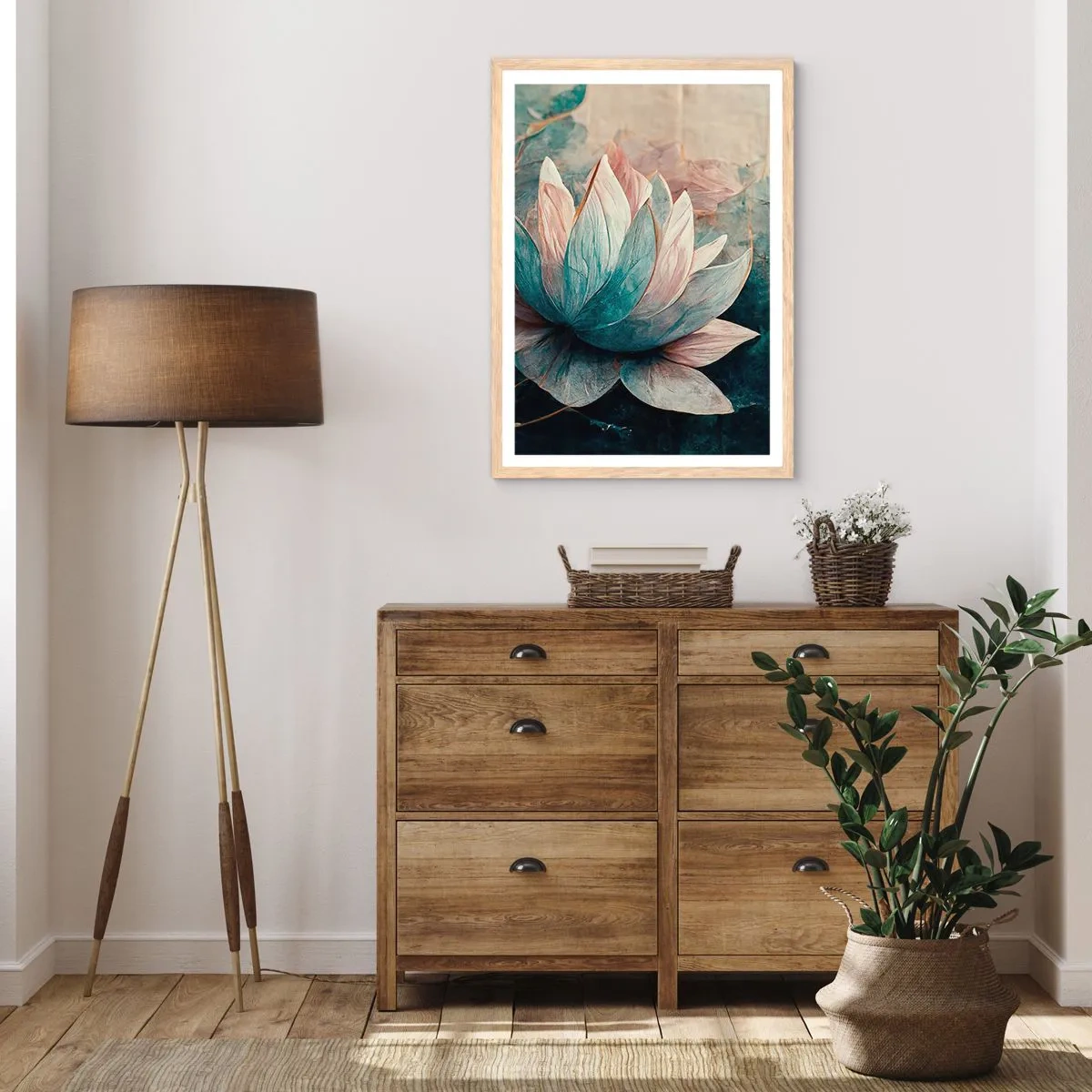 Pôster com moldura de carvalho claro - Estrelas do lago - 61x91 cm