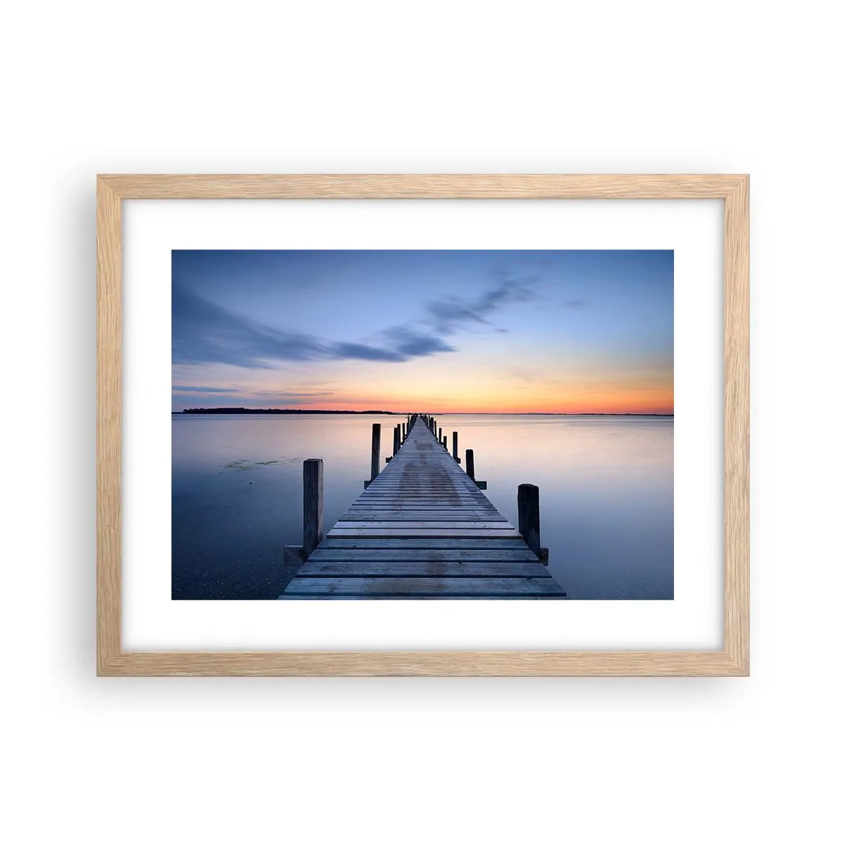 Pôster com moldura de carvalho claro - A calma de um crepúsculo sereno - 40x30 cm