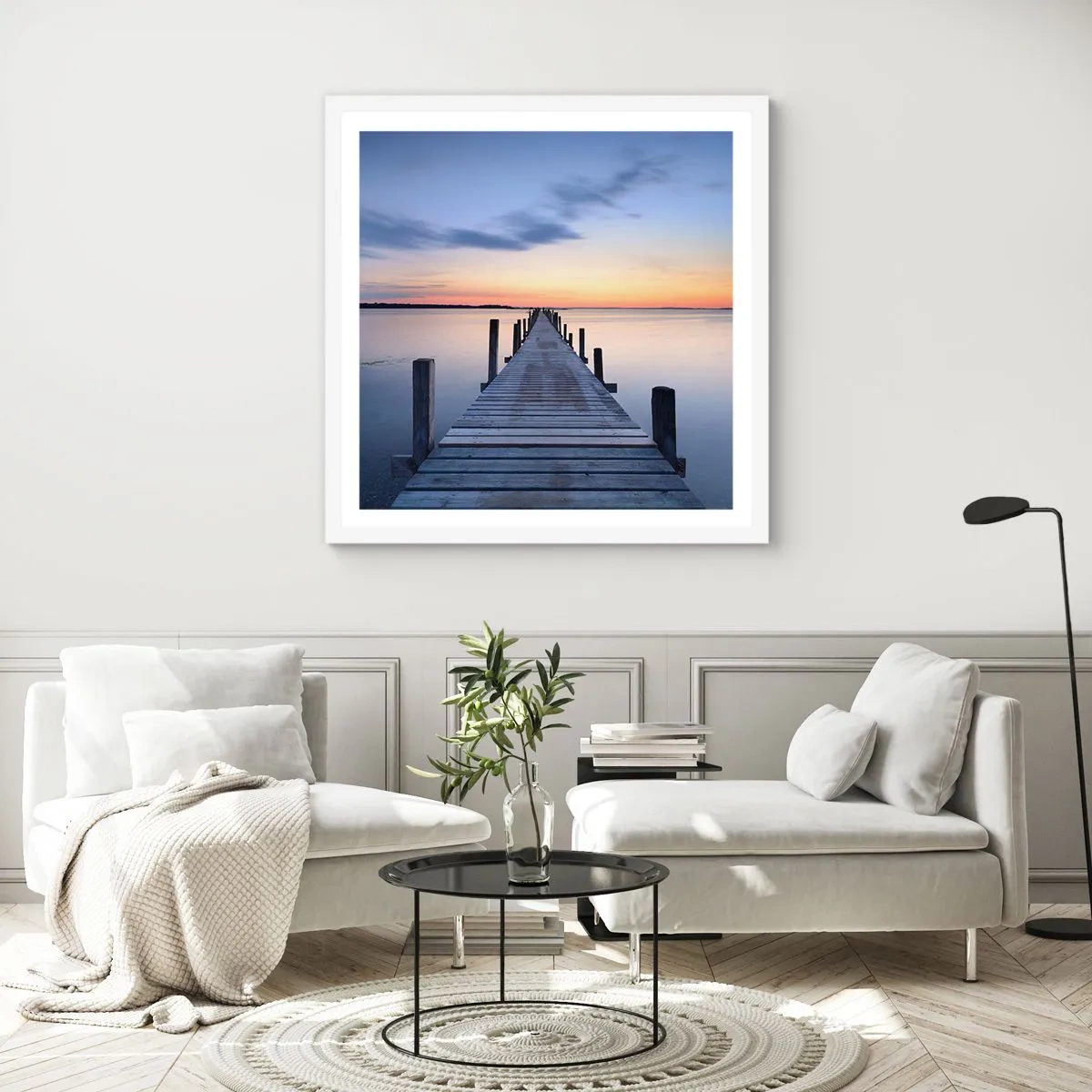 Pôster em moldura branca - A calma de um crepúsculo sereno - 30x30 cm