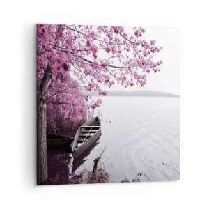 Quadro em tela - Em silêncio cor-de-rosa - 50x50 cm