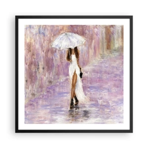 Pôster com moldura preta - Na chuva lilás - 60x60 cm