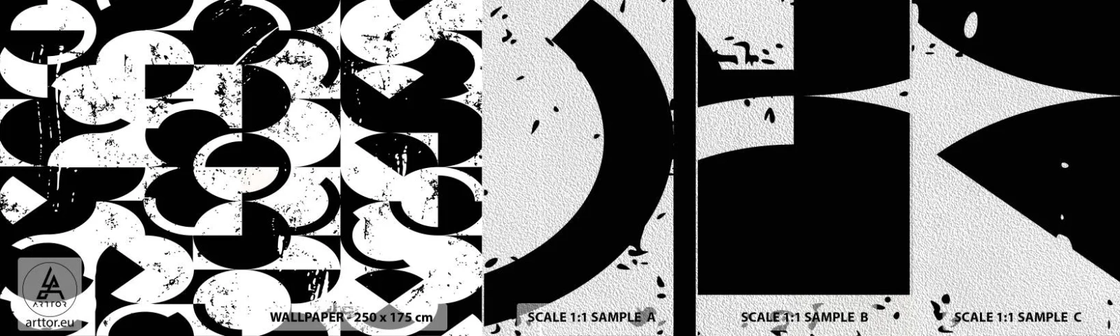 Amostra de papel de parede Premium Sand - O branco é branco e o preto é preto - Abstração, Pedaço, Gráficos - 100x30 cm