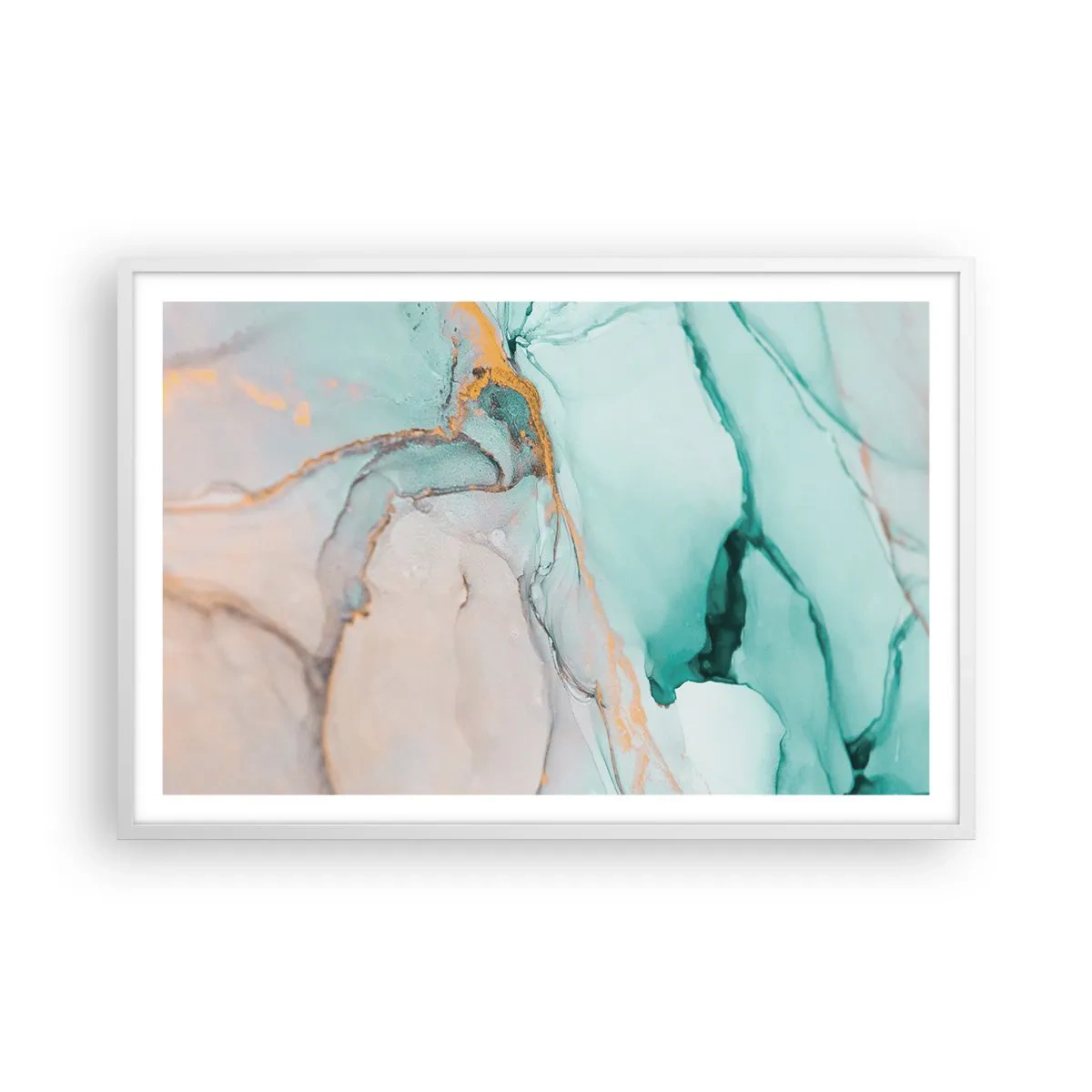 Pôster em moldura branca - Dança das formas e cores - 91x61 cm