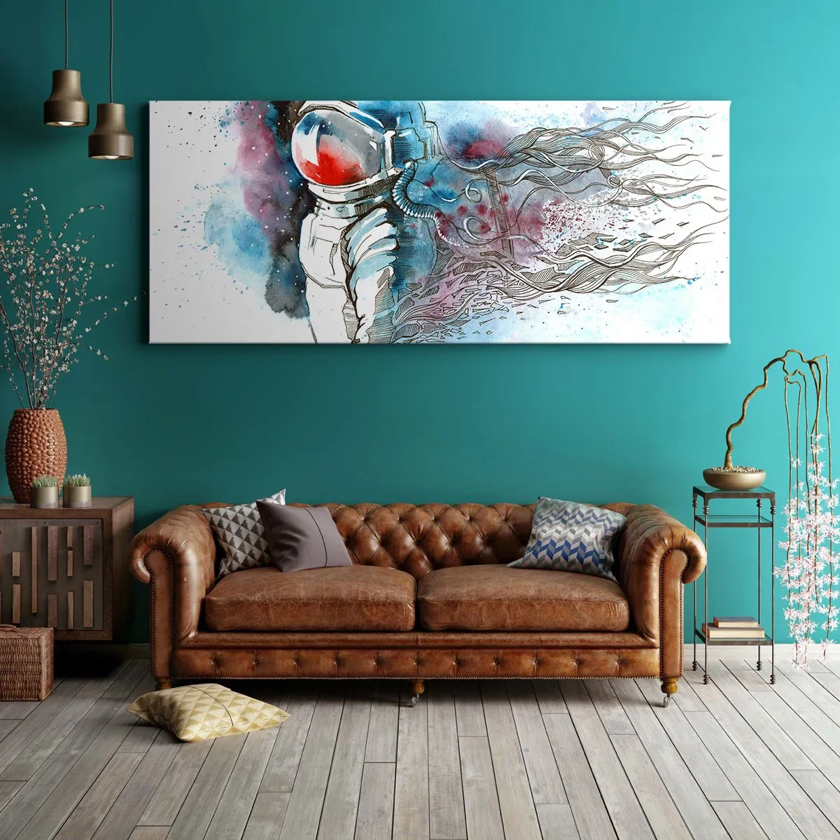 Quadro em tela - Sozinho com o espaço - 120x50 cm