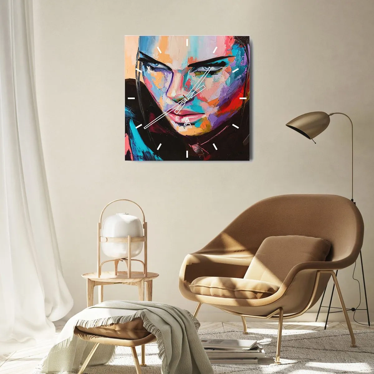 Relógio de parede - Relógio em vidro - Coração selvagem - 40x40 cm