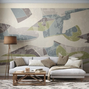 Papel de Parede Autocolante Deluxe Sticker - Composição atrás do vidro - Formas, Abstração, Pastel - 400x280 cm