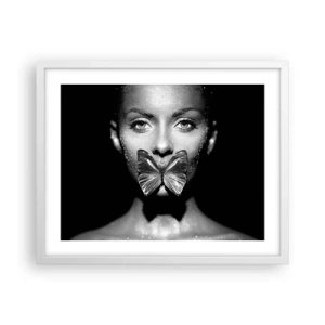 Pôster em moldura branca - O beijo da borboleta - 50x40 cm