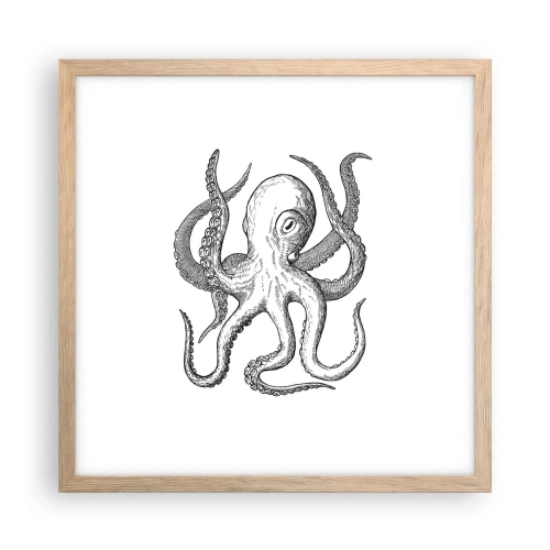 Pôster com moldura de carvalho claro - Dançando com as ondas - 40x40 cm