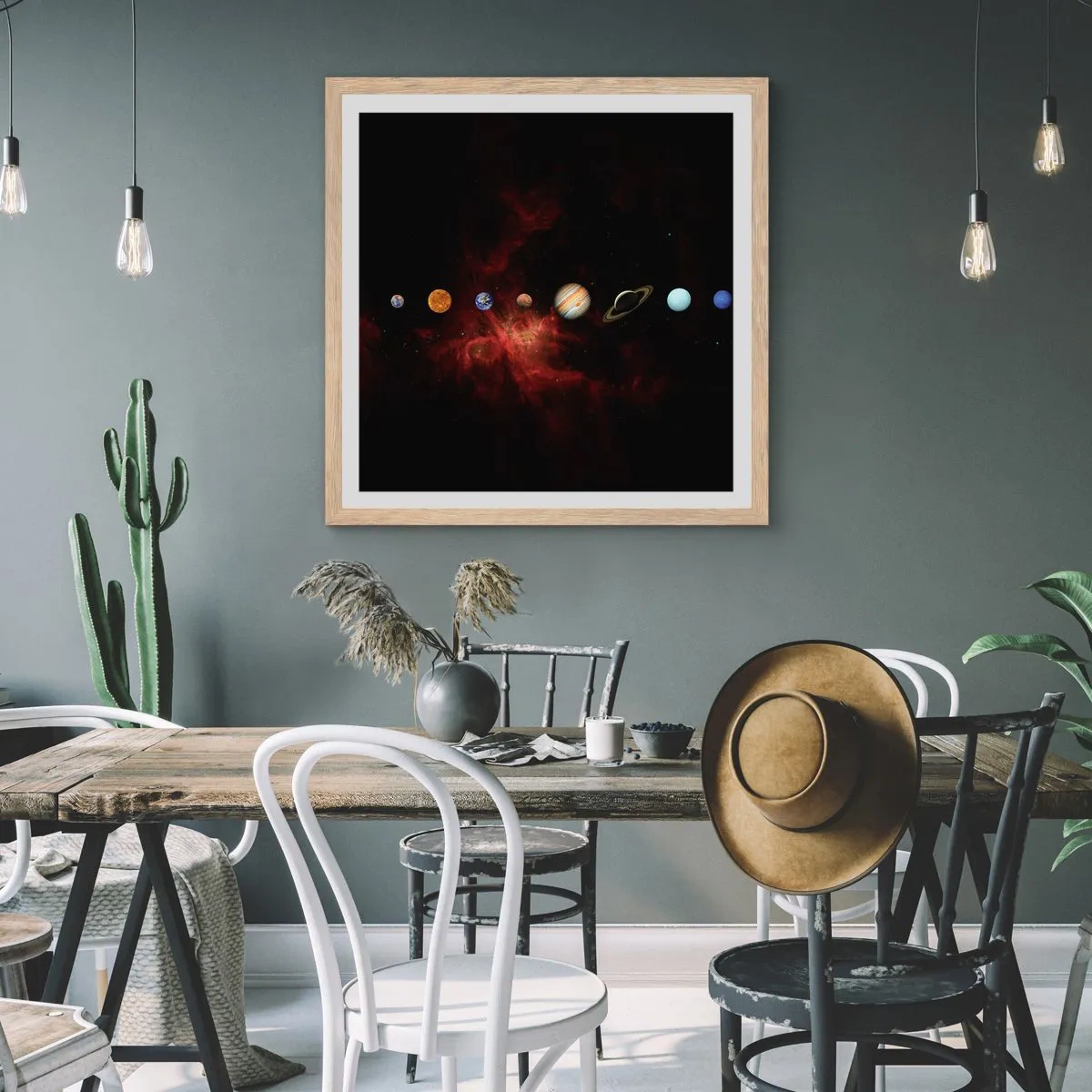 Pôster com moldura de carvalho claro - Nosso bairro - 50x50 cm